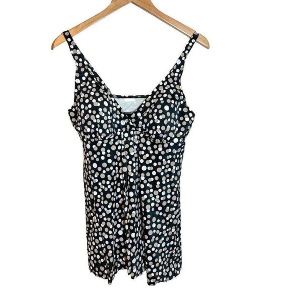 NEW Penbrooke Tummy Control One Piece Swimsuit Size 14 Black Polka Dot